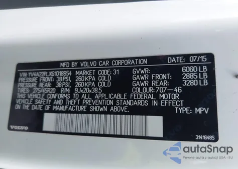 2016 Volvo Xc90 T6 Inscription из США, поврежденный, VIN YV4A22PLXG1018954